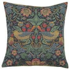 Strawberry Thief B Blue by William Morris European Cushion Cover