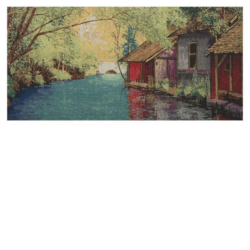 River Place Stretched Wall Tapestry