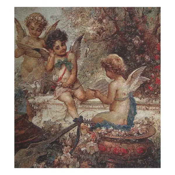 Cherubs In The Garden  Wall Tapestry Stretched