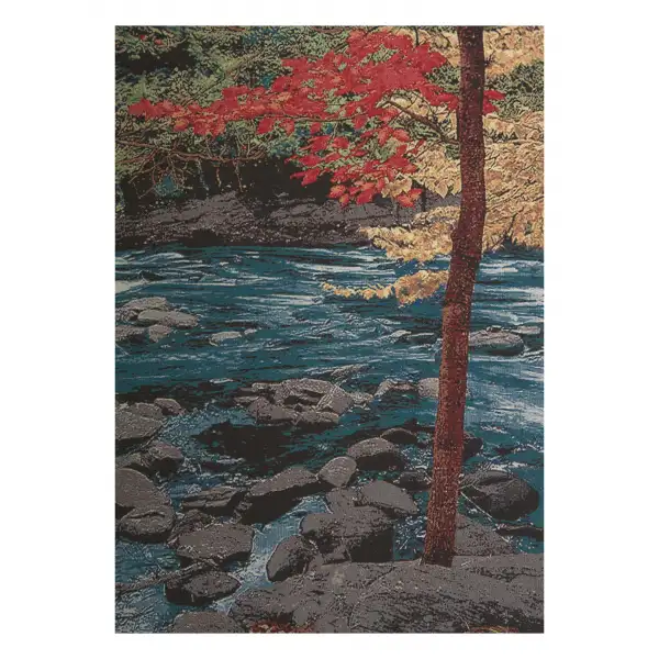 Our River in Autumn  Wall Tapestry Stretched
