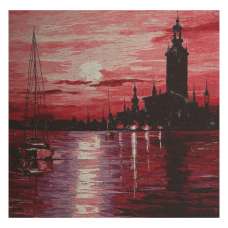 Town on Horizon Stretched Wall Art Tapestry