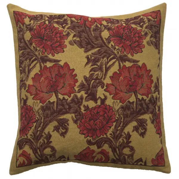 Chrysanthemum Bordo Belgian Couch Pillow