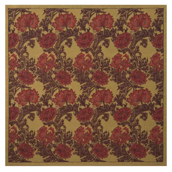 Chrysanthemum Bordo II Belgian Throw - 34 in. x 34 in. Cotton/Viscose/Polyester by Charlotte Home Furnishings