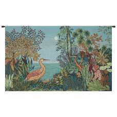 Paysage Heron Lac Foret French Tapestry Wall Hanging