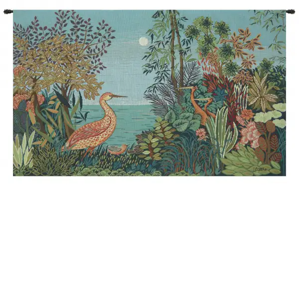Paysage Heron Lac Foret French Wall Tapestry