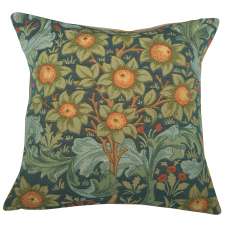 Orange Tree w/Arabesques Blue Decorative Tapestry Pillow