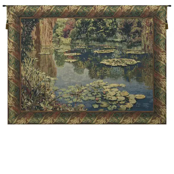 Lake Giverny With Classic Border Belgian Tapestry Wall Hanging
