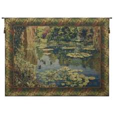 Lake Giverny Classic Border w/Ducks Belgian Tapestry Wall Hanging