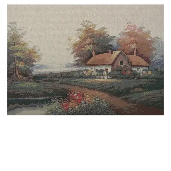 Our Cottage by the Lake  Wall Tapestry Stretched