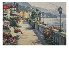 Bench by the Lake Stretched Wall Art Tapestry