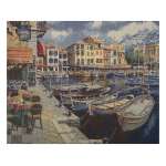 Tranquil Harbor View Stretched Wall Tapestry