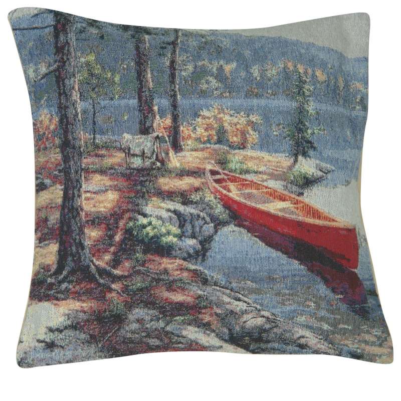 The Red Canoe Decorative Pillow Cushion Cover