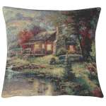 Tranquil Cabin and Deer Decorative Pillow Cushion Cover