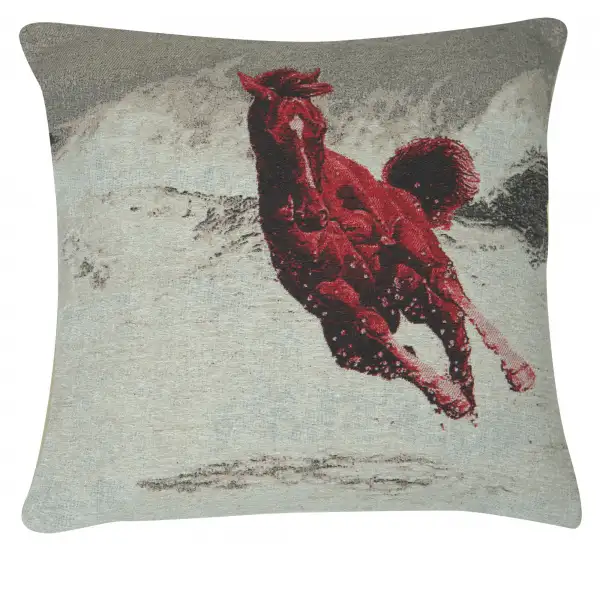 Running Red Stallion Decorative Floor Pillow Cushion Cover