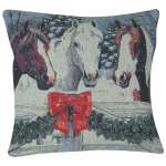 Snowy Horses Decorative Pillow Cushion Cover