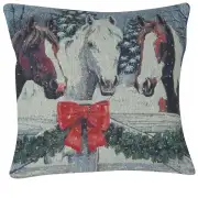 Snowy Horses Couch Pillow