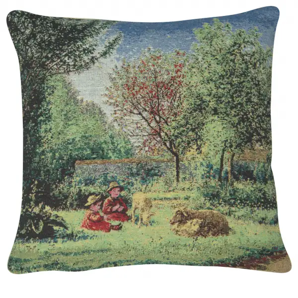 Children And Sheep Decorative Floor Pillow Cushion Cover