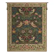 Strawberry Thief Black William Morris Belgian Tapestry Wall Hanging