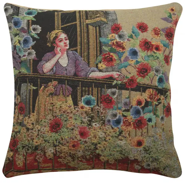 Thoughtful Floral Terrace Decorative Floor Pillow Cushion Cover