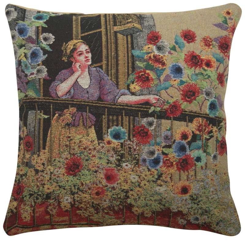 Thoughtful Floral Terrace Decorative Pillow Cushion Cover