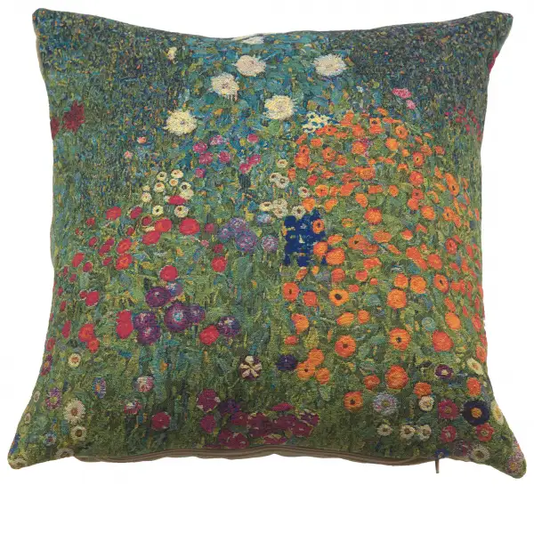 Charlotte Home Furnishing Inc. Belgium Cushion Cover - 18 in. x 18 in. Gustav Klimt | Flower Garden by Klimt