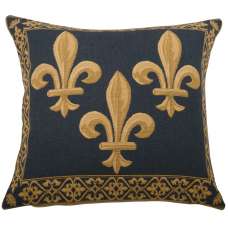 Fleur de Lys III Blue European Cushion Covers
