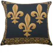 Fleur de Lys III Blue Belgian Cushion Cover