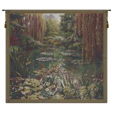 Monet's Garden 3 Small with Border Belgian Tapestry Wall Hanging