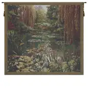 Monet's Garden III Small with Border Belgian Tapestry Wall Hanging