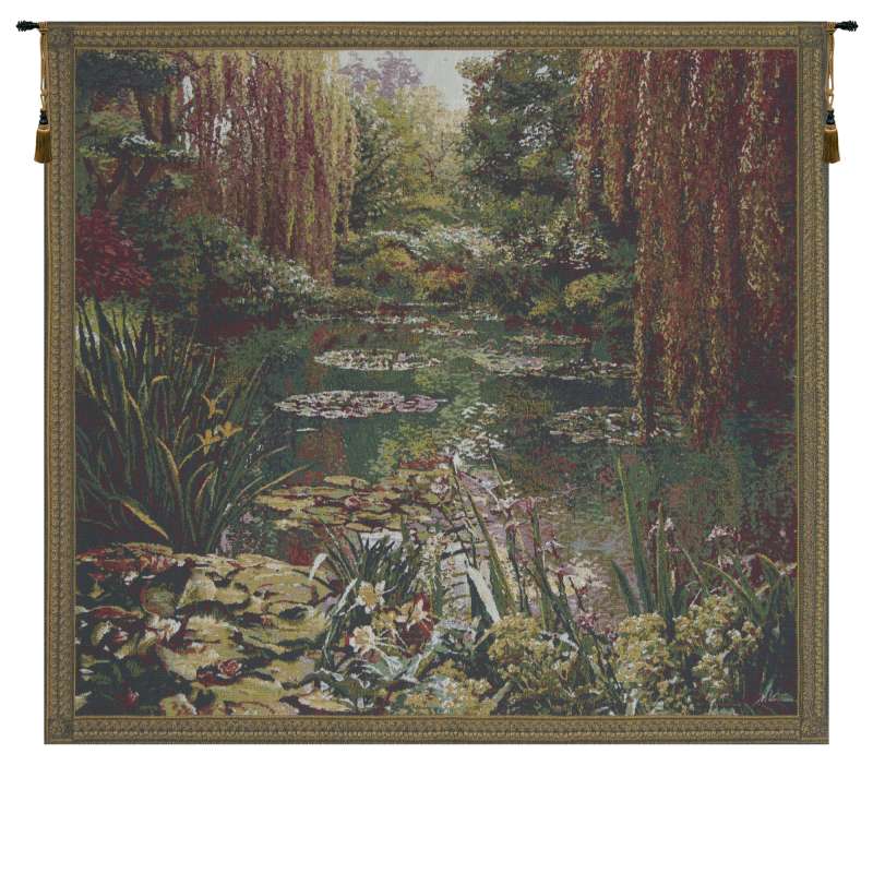 Monet's Garden III Small with Border Flanders Tapestry Wall Hanging