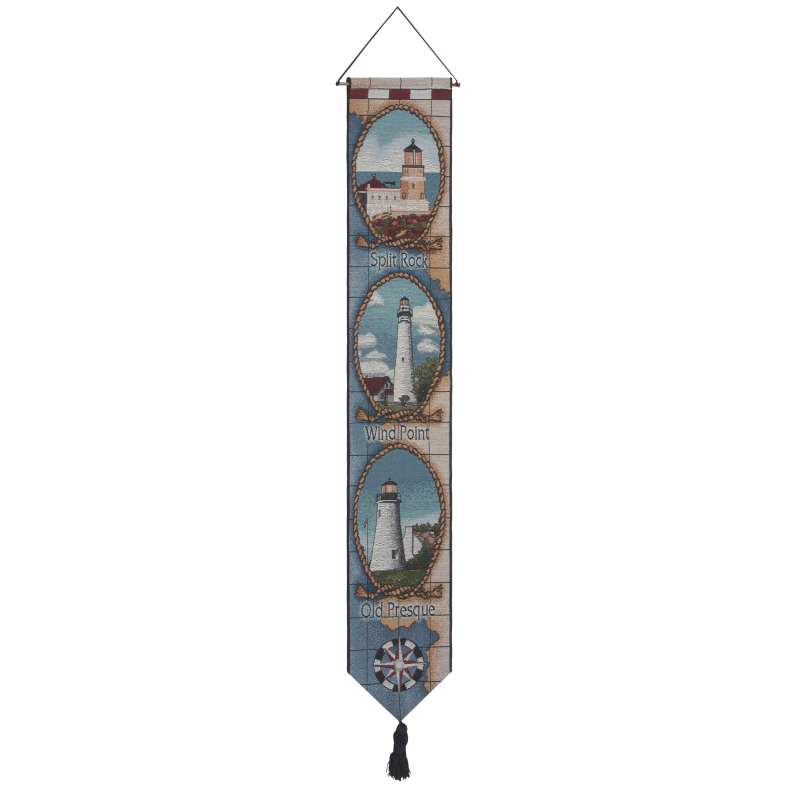 Lighthouses of the Great Lakes-Presque Bell Pull Tapestry