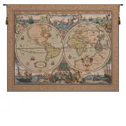 Maritime Map Large French Wall Tapestry - 45 in. x 35 in. Cotton/Viscose/Polyester by Charlotte Home Furnishings