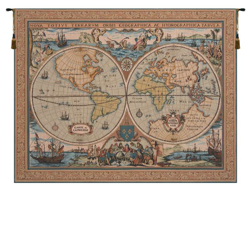 Maritime Map Large French Tapestry Wall Hanging
