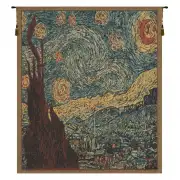 Van Gogh's Starry Night Mini Belgian Tapestry - 18 in. x 21 in. Cotton/Viscose/Polyester by Vincent Van Gogh