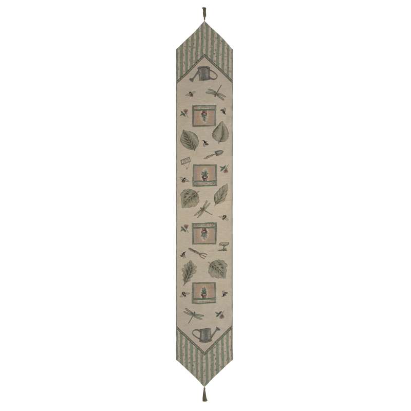 Garden Elements Large with Green Tassel Tapestry Table Runner