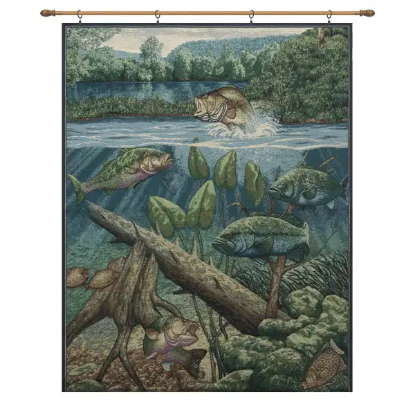 Fishin' Hole with Looped Black Rod Wall Tapestry