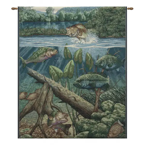 Fishin' Hole with Brown Rod Wall Tapestry
