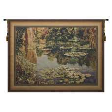 Lake Giverny Light With Border Belgian Tapestry Wall Hanging