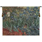 Irises In Garden II Belgian Tapestry Wall Hanging
