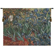 Irises In Garden II Belgian Tapestry Wall Hanging