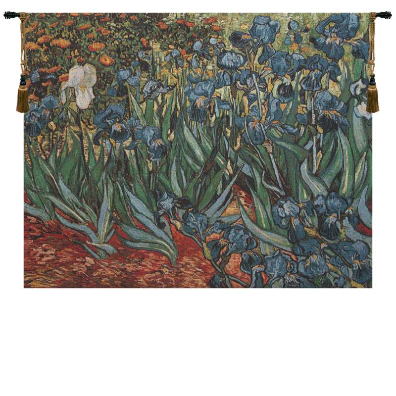 Irises In Garden II Belgian Tapestry Wall Hanging