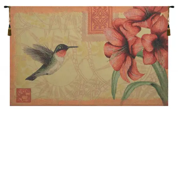 Hummingbird and Amaryllis Fine Art Tapestry