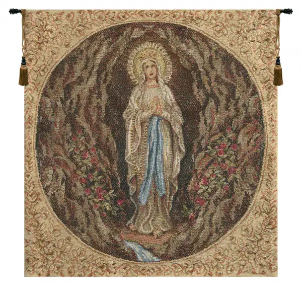 Madonna Di Lourdes Square European Tapestries - 12 in. x 12 in. Cotton/Polyester/Viscose by Alberto Passini