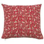 Mille Fleurs and Little Animals Red European Cushion Cover