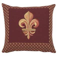 Framed Fleur de Lys Red Decorative Tapestry Pillow
