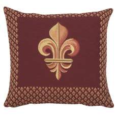 Framed Fleur de Lys Red French Tapestry Cushion