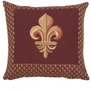 Framed Fleur de Lys Red French Couch Cushion