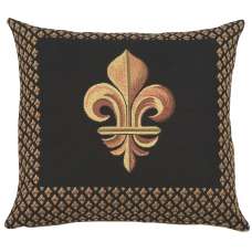 Framed Fleur de Lys Black Decorative Tapestry Pillow