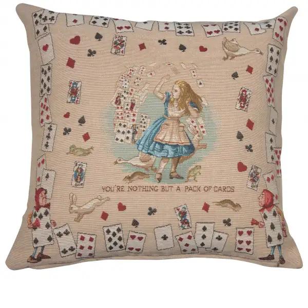The Pack Of Cards Alice In Wonderland Cushion - 19 in. x 19 in. Cotton/Polyester/Viscose by John Tenniel
