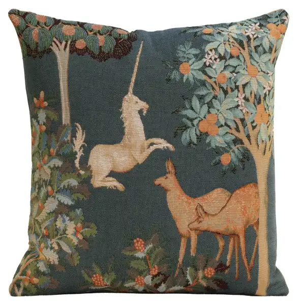 Unicorn and Does Forest Blue French Couch Cushion